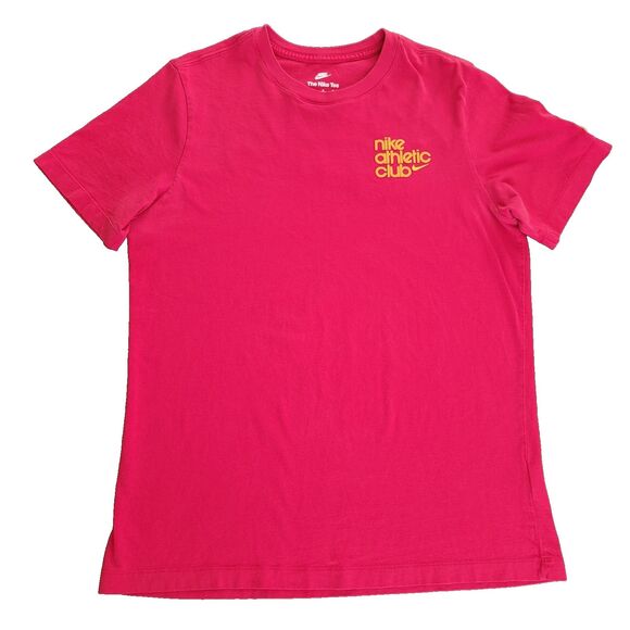 The Nike Tee Nike Athletic Club Size L Red Pullover 100% Cotton Logo Basketball - Picture 1 of 6